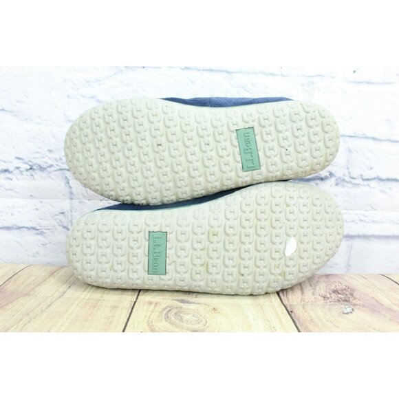 LL Bean Blue Suede Fleece Lined Mountain Moccasin Slippers Slip-On Size 9 M - Picture 9 of 9